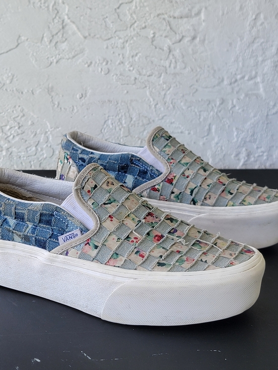 Vans Shoes - Vans Woven Classic Slip-On Stackform Women's Shoes Denim-Floral Size 8